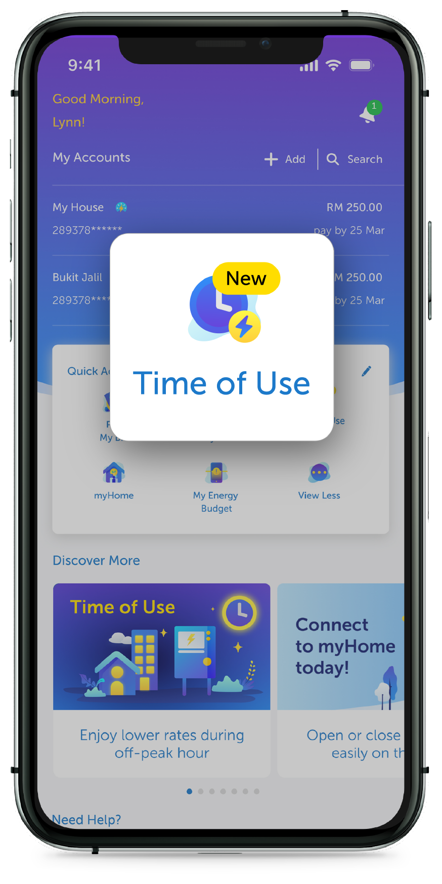 Open myTNB App and Tap on Time of Use icon